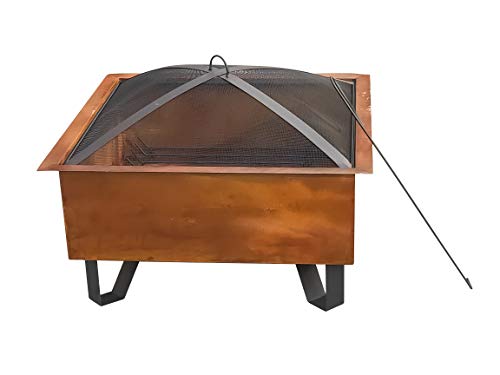 Bond Manufacturing 52119 Boxite 26" Square Wood Burning Steel Fire Pit, Rust