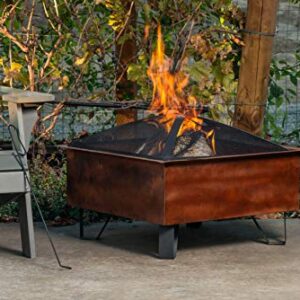 Bond Manufacturing 52119 Boxite 26" Square Wood Burning Steel Fire Pit, Rust