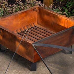 Bond Manufacturing 52119 Boxite 26" Square Wood Burning Steel Fire Pit, Rust