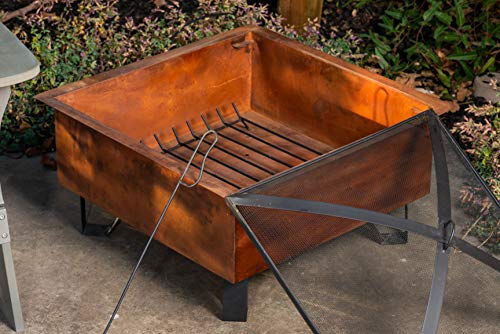 Bond Manufacturing 52119 Boxite 26" Square Wood Burning Steel Fire Pit, Rust