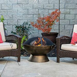 Bond Manufacturing 52117 Aramis 30" Round Wood Burning Steel Fire Pit, Brushed Bronze