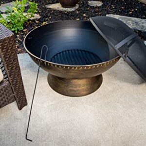 Bond Manufacturing 52117 Aramis 30" Round Wood Burning Steel Fire Pit, Brushed Bronze