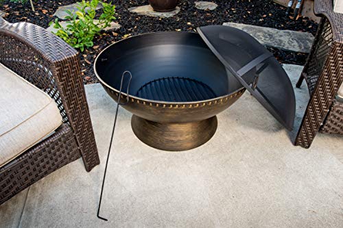 Bond Manufacturing 52117 Aramis 30" Round Wood Burning Steel Fire Pit, Brushed Bronze