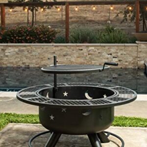 Bond Manufacturing 52124 Nightstar 32.7" Round Wood Burning Steel Fire Pit with Grill, Black