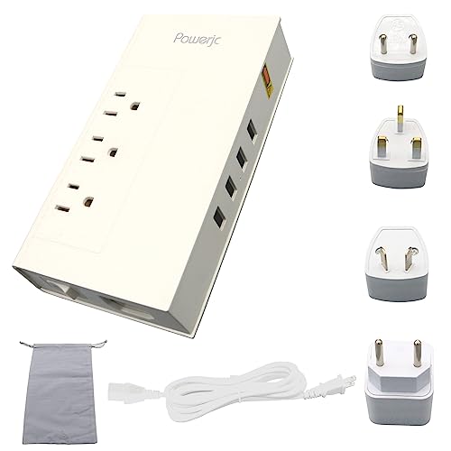 Powerjc Step Down Power Adapter Voltage Converter 220V to 110V 1500w with Smart 4 Port USB Charging