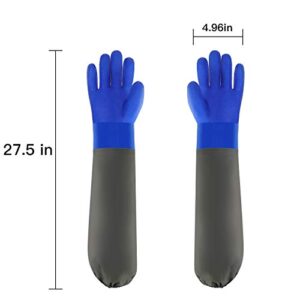 MUMUKE Extra-long 28" Rubber Gloves, RubberGloves,waterproofing long rubber gloves heavy ，dutyaquarium gloves