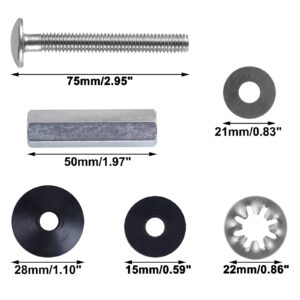 iFealClear 2 PCS Toilet Seat Bolts Kit, Universal Heavy Duty Stainless Steel With Extra Long Downlock Nuts Rubber Washers Gaskets and Easy to install -Bathroom Toilet Repair Screw