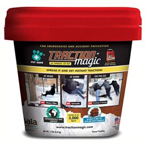 Safe Paw Pet Saltless Ice Melt for Various Terrain, 22 lbs and Traction Magic Quick Application All Natural Snow Melter, 15 Lbs Bucket