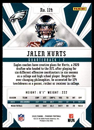 Football NFL 2020 Panini Phoenix Fire Burst #114 Jalen Hurts RC Eagles