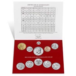 2020 P, D U.S. Mint Uncirculated 20 Coin Mint Set with CoA Uncirculated