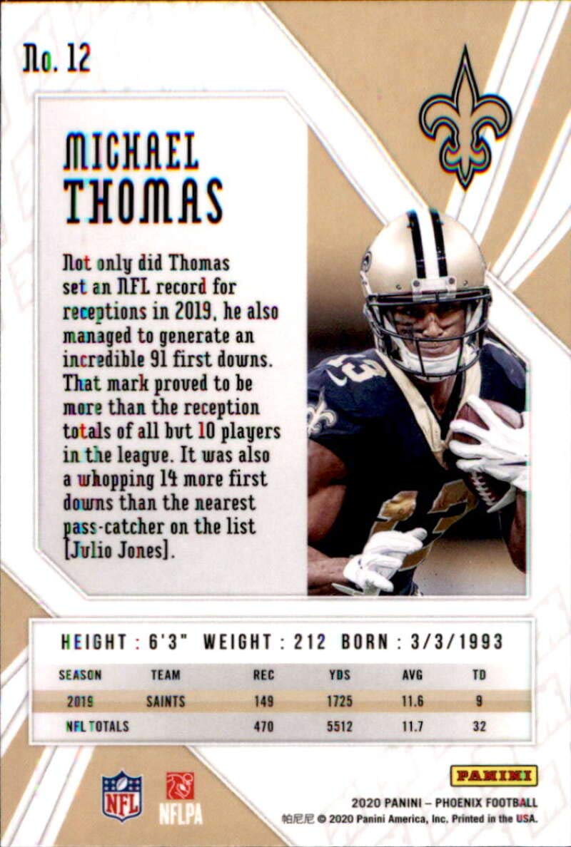 2020 Panini Phoenix Fire Burst #12 Michael Thomas New Orleans Saints Football Card