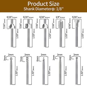 20Pc HSS Router Carbide Engraving Bits and Router Bit Set with 1/8"(3mm) Shank for Power Rotary Tools Accessories for DIY Woodworking, Carving, Engraving, Drilling, Sculpting