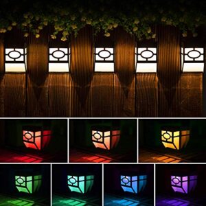 solpex solar deck lights,solar fence lights, 2 modes christmas decoration lights,unique pattern, waterproof automatic outside, deck, patio, stairs, yard, steps, path & driveway (rgb & black 8-pack)