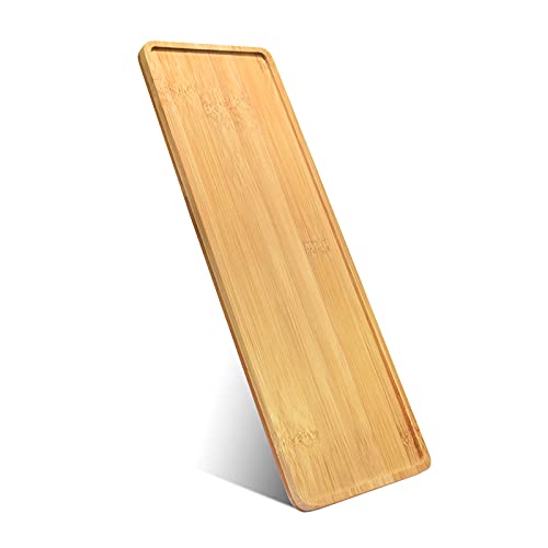 YCDC Mini Rectangular Bamboo Tray, 12x4x0.39 Inch, Suitable for Decor, Planters, and Drainage