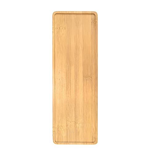 YCDC Mini Rectangular Bamboo Tray, 12x4x0.39 Inch, Suitable for Decor, Planters, and Drainage