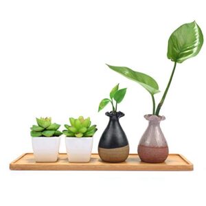 YCDC Mini Rectangular Bamboo Tray, 12x4x0.39 Inch, Suitable for Decor, Planters, and Drainage