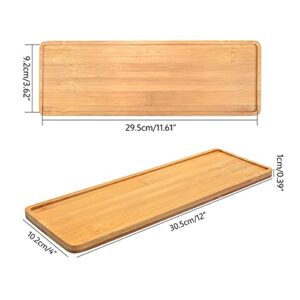 YCDC Mini Rectangular Bamboo Tray, 12x4x0.39 Inch, Suitable for Decor, Planters, and Drainage