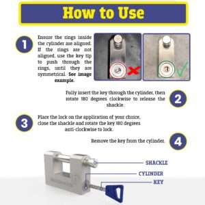 Magmaus® RTL/70 Heavy Duty Lock for Shipping Container - [Weatherproof] - Secure Outdoor Lock for Storage Unit, Gate, Shed, Fence, Door - 3 Keys