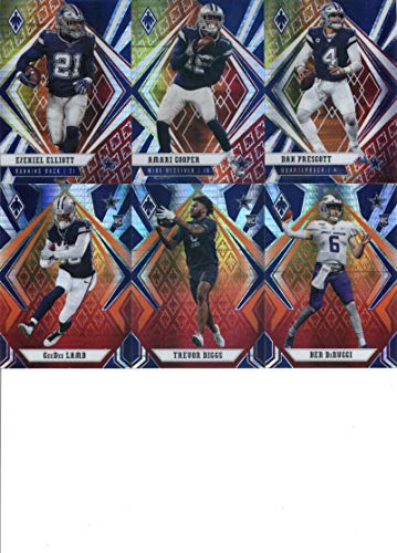 2020 Phoenix Fire Burst Dallas Cowboys Team Set of 6 Cards: Ezekiel Elliott(#49), Amari Cooper(#50), Dak Prescott(#51), CeeDee Lamb(#106), Trevon Diggs(#165), Ben DiNucci(#187)