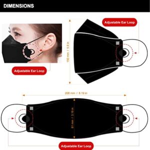 BLUNA ::Authentic:: [10 Pack] Premium 4-Layer Black KF94 Face Mask, Large [Adjustable Ear Loop][Anti-Trouble Skin][Made in KOREA] + Lanyard