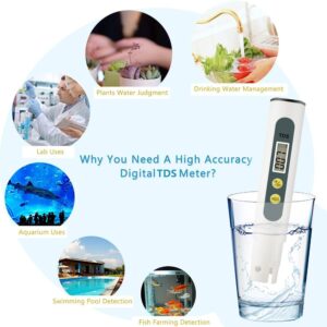 TDS Tester, Water Quality Meter LCD Pen with 0-9990 PPM Measurement Range Portable for The aquaculture Industry Hospitals, Swimming Pools, Household tap Water Quality Testing