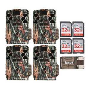 browning trail cameras 24mp dual lens recon force patriot trail camera (4-pack) with 32gb sd cards and reader (