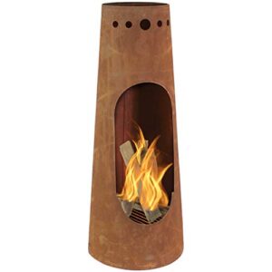 sunnydaze sante fe 50-inch rustic heavy-duty steel chiminea with rust patina finish - wood grate included