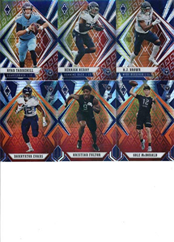 2020 Phoenix Fire Burst Tennessee Titans Team Set of 6 Cards: Ryan Tannehill(#55), Derrick Henry(#56), A.J. Brown(#57), Darrynton Evans(#134), Kristian Fulton(#169), Cole McDonald(#186)