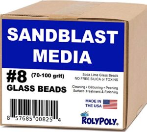 sandblasting media glass beads #8 medium 70-80 grit (10 lbs) for sandblaster abrasive, blasting gun, sand blast cabinet