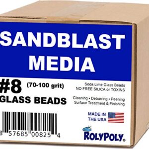 Sandblasting Media Glass Beads #8 Medium 70-80 Grit (10 LBS) for Sandblaster Abrasive, Blasting Gun, Sand Blast Cabinet