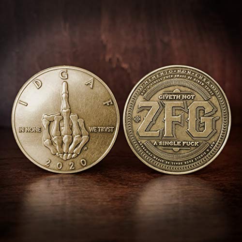 ZFG Inc. IDGAF Middle Finger Reminder Coin, Bronze Color, Collectible Challenge Coin, 1-Count