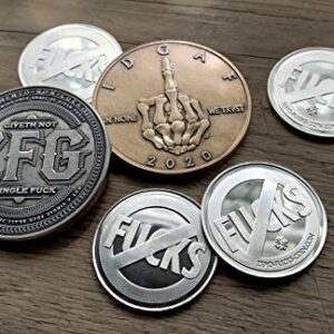 ZFG Inc. IDGAF Middle Finger Reminder Coin, Bronze Color, Collectible Challenge Coin, 1-Count