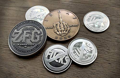 ZFG Inc. IDGAF Middle Finger Reminder Coin, Bronze Color, Collectible Challenge Coin, 1-Count