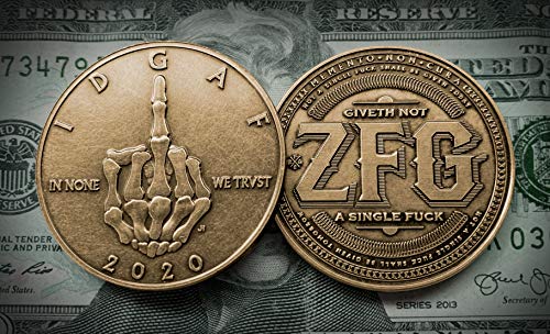 ZFG Inc. IDGAF Middle Finger Reminder Coin, Bronze Color, Collectible Challenge Coin, 1-Count