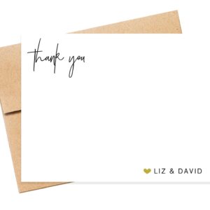 Personalized Stationary for Couples, Paper And Envelopes Gift Set, Customized Thank you Notes With Heart