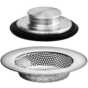 2pcs - kitchen sink drain strainer and anti-clogging stopper drainer set for standard 3-1/2 inch
