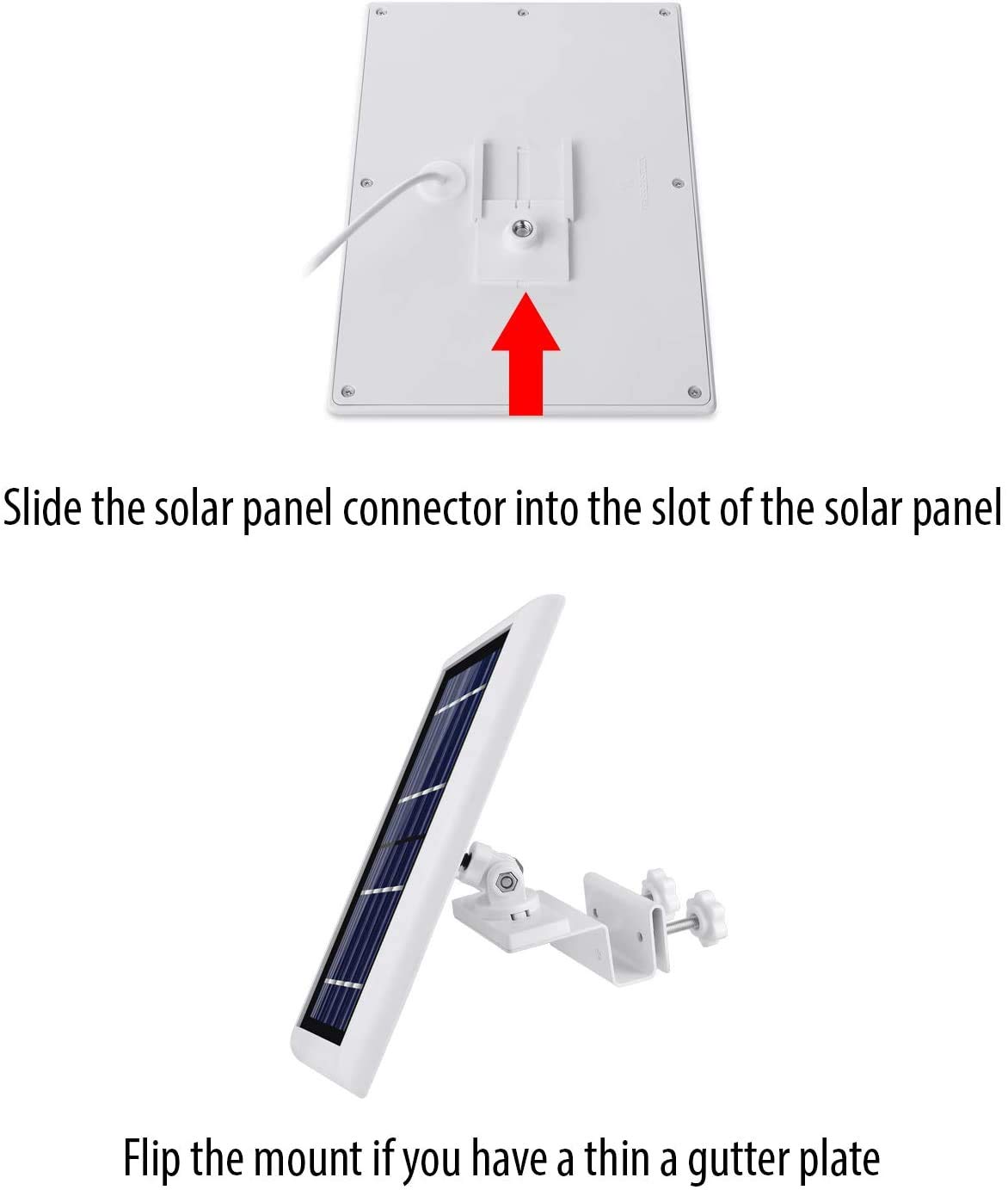 Wasserstein Gutter Mount Compatible with Ring, Arlo, Blink, Reolink Cams & Compatible Solar Panels (2 Pack, White)