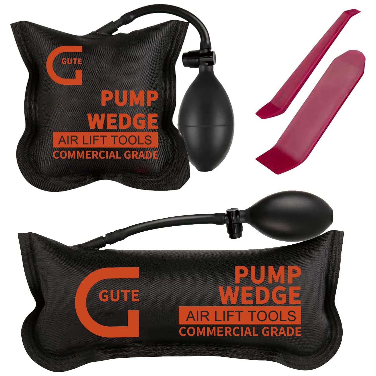 Gute Air Wedge Bag Pump, 2Pack Commercial Inflatable Air Wedge Pump Tool,Air Wedge Pump Bag Tool-Professional Leveling Kit,Air Wedge Bag for Variety of Jobs. 300 LB Rating (2Sizes)