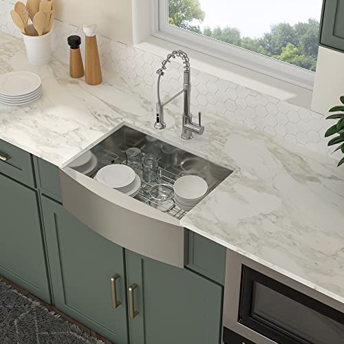 27 Farmhouse Sink Single Bowl - Logmey 27 inch Stainless Steel Kitchen Sink 18 Gauge Apron Front Single Bowl Kitchen Farm Sink