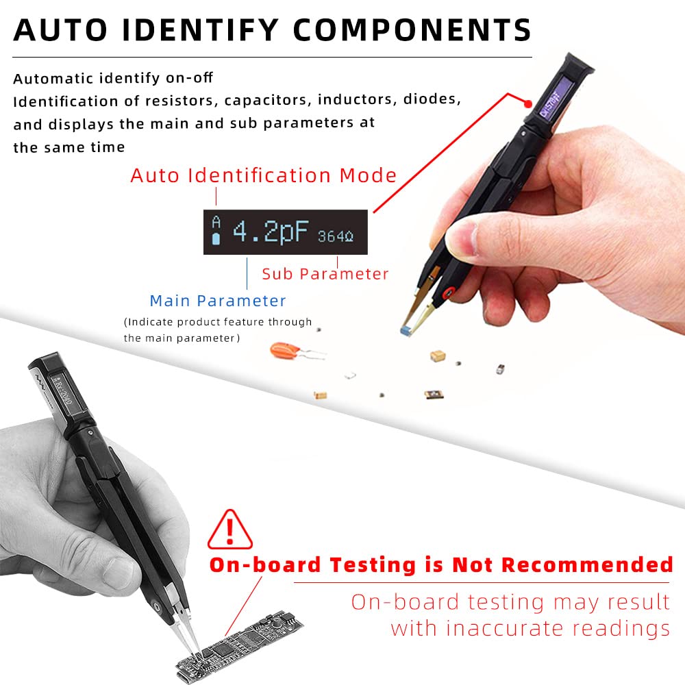 MINIWARE DT71 LCR Meter Tweezer, Digital Tweezer Tester, Electronic Component Analyzer, Tester for SMD/Resistor/Capacitor/Inductance/Voltage/Frequency/Diode, Automatic Component Recognition