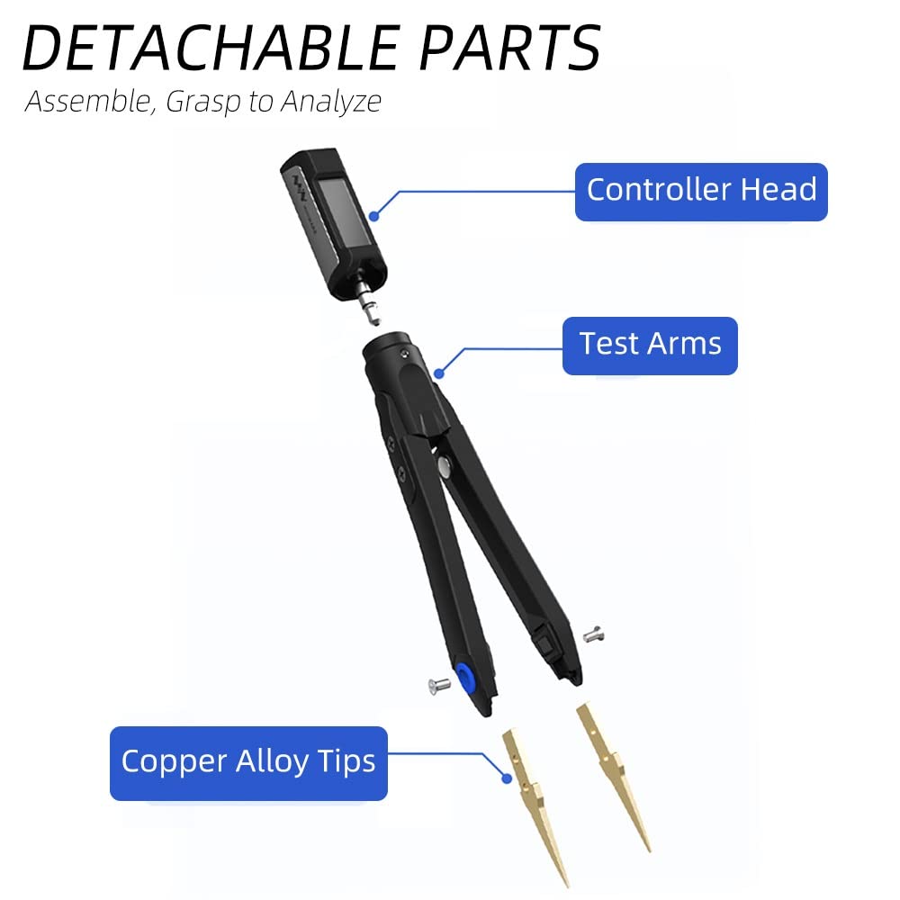 MINIWARE DT71 LCR Meter Tweezer, Digital Tweezer Tester, Electronic Component Analyzer, Tester for SMD/Resistor/Capacitor/Inductance/Voltage/Frequency/Diode, Automatic Component Recognition