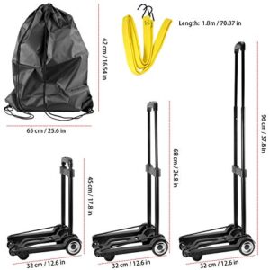 HOZEON Folding Hand Truck, 55 Lbs 25 KG Heavy Duty Solid Construction Utility Cart for Luggage, Lightweight Compact Portable Fold Up Dolly for Luggage, Travel, Shopping Moving, Office, Black