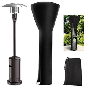 unaoiwn patio heater cover waterproof with zipper and shortage bag, 210d oxford fabric standup outdoor round heater covers, black, 89'' height x 33" dome x 19" base