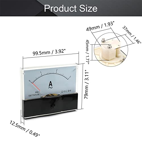 Fielect AC 0-3A Analog Current Panel 44L1 Amp Ammeter Gauge Meter 1.5 Accuracy for Auto Circuit Measurement Tester