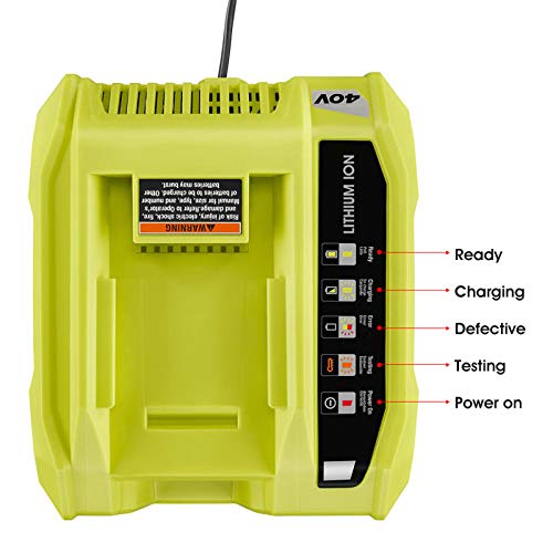 Rapid Charger Compatible with Ryobi 40V Lithium Battery OP4015 OP4026 OP4026A OP4030 OP4040 OP4050 OP4050A OP4060 OP40261 OP40301 OP40401 OP40501 OP40601 OP401 40 Volt Lithium Ion Battery Charger