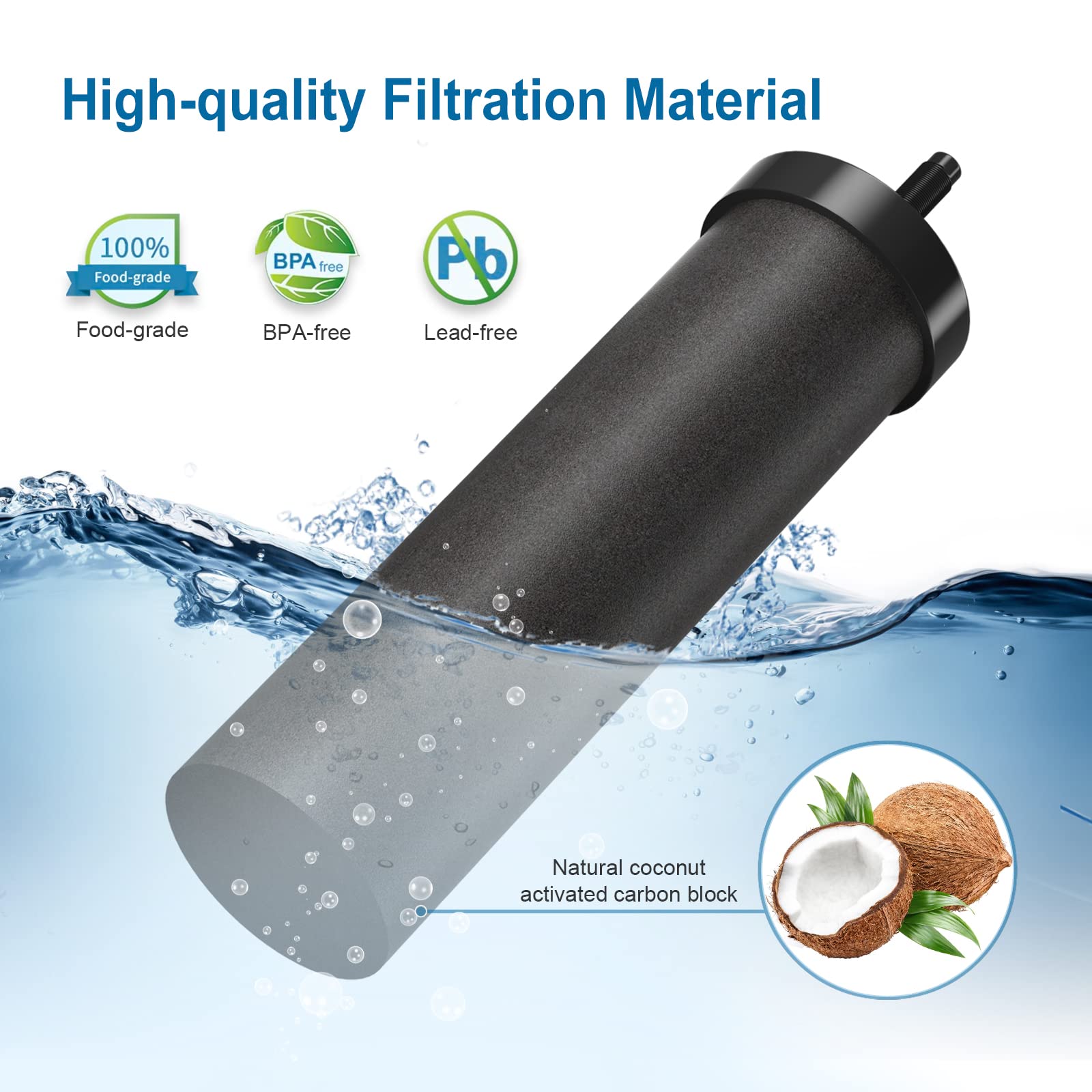 ANYHOW Water Filter,Black Purification Elements,Water Purifier Replacement Filters,Compatible with BB9-2 Water Filter,Compatible with Propur Traveler-2 Pack