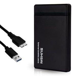 sushai gaming hardrive 320gb portable external hard drive usb 3.0 storage drive 2.5 hdd compatible with laptop computer, xbox, mac, ps4, chromebook - black