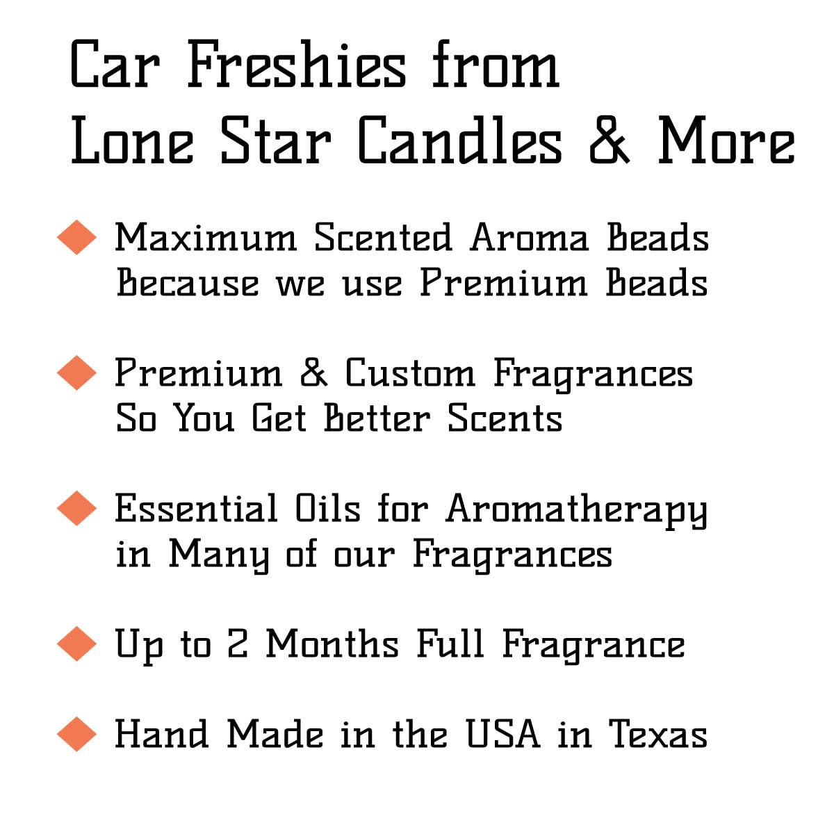Leather, Lone Star Candles & More’s Premium Strongly Scented Freshies, Authentic Aroma of Genuine Leather, Car & Air Freshener, USA Made in Texas, 3-Color Texas State 2-Pack