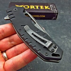 VORTEK Ball Bearing Pivot System Folding Pocket Knife, EDC Everyday Carry, 8Cr13MoV Stainless Steel Tanto Blade