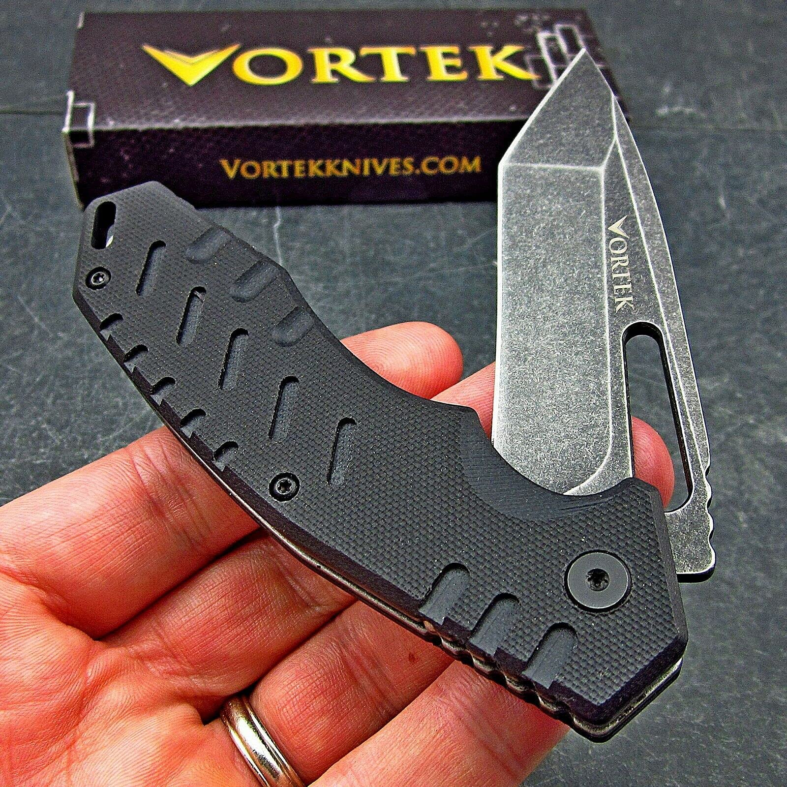 VORTEK Ball Bearing Pivot System Folding Pocket Knife, EDC Everyday Carry, 8Cr13MoV Stainless Steel Tanto Blade